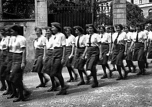 Luftwaffe assistants march in Vesoul, France.