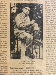 Photojournalist Robert Capa in July 10, 1944, Pacific Pony Edition of Time magazine